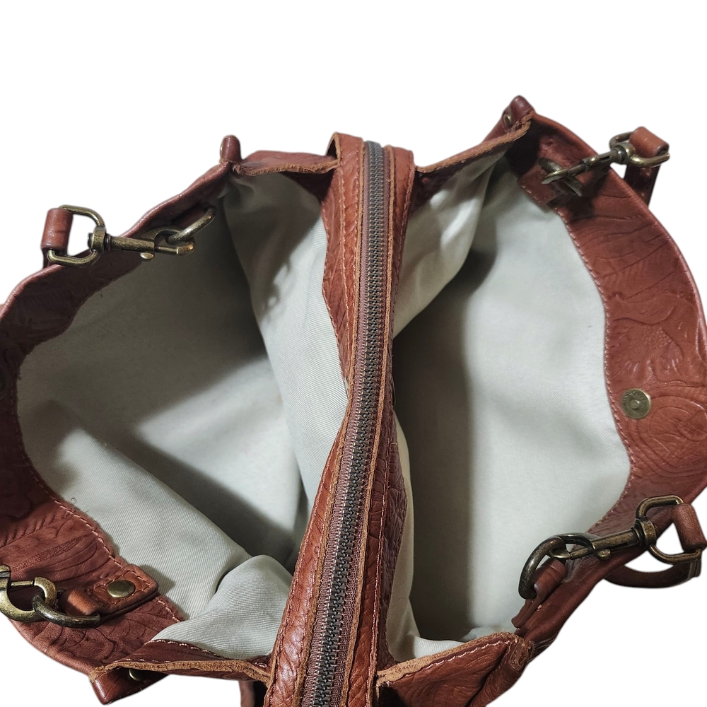 Elegant Brown Embossed Leather Tote - Picture 10 of 16